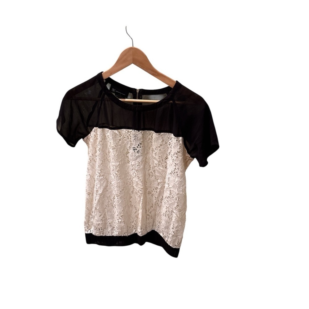 INC International Concepts Black and white Lace Blouse